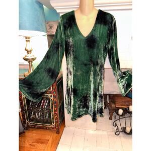 BLU MOON PLANET BLUE VELVET TIE DYE BELLSLEEVE STEVIE NICKS DRESS